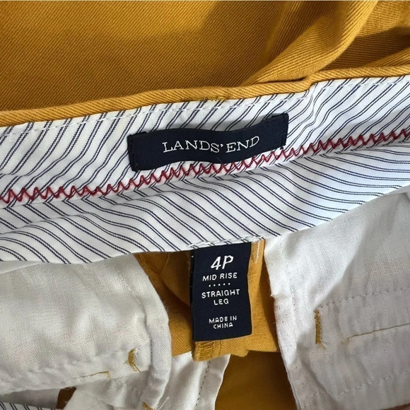 Lands End Womens Mustard Yellow Pants Size 4P Mid Rise Straight Leg Career Work - Picture 7 of 7